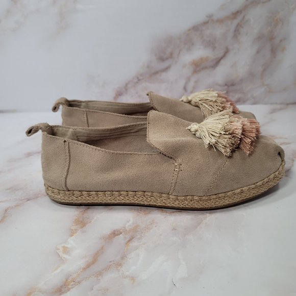 Tom's Alpargata Beige Suede Tassel Espadrilles - Picture 10 of 14